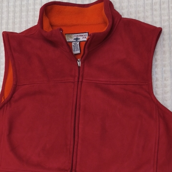 Columbia Red Fleece Vest with Orange Accents - Picture 2 of 14